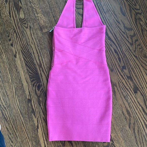 Guess Super Girly Hot Pink BodyCon Halter Bandage  Dress - Picture 3 of 8